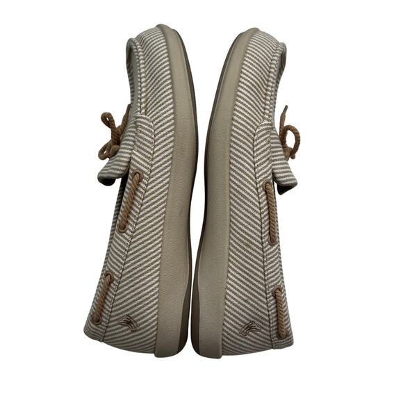 Walk Hero Natural White Stripe Canvas Comfort Slip On Loafers Women's Size 8 - Picture 6 of 9